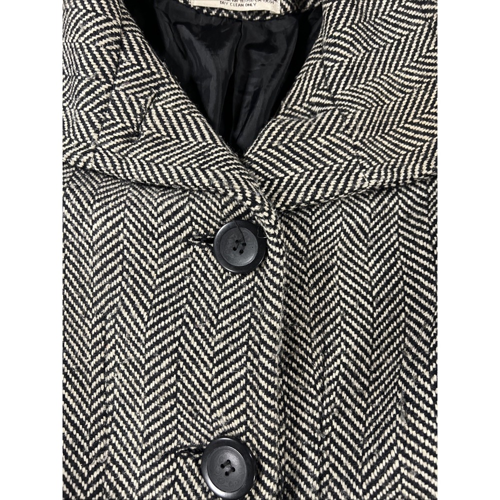 Urban Behavior Herringbone Wool Blend Trench Coat Jacket Grey / Brown Size Small - Picture 3 of 9